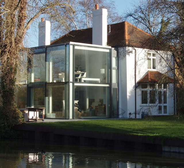 exterior of a homes glazed side extension next to the canal in hillingdon